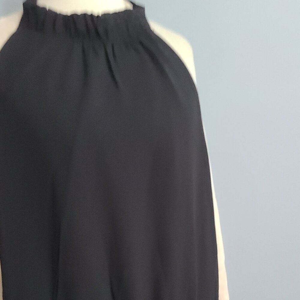 Basic Black Halter Top Open Back Dressy mid Dress Deep Black  Sz 18